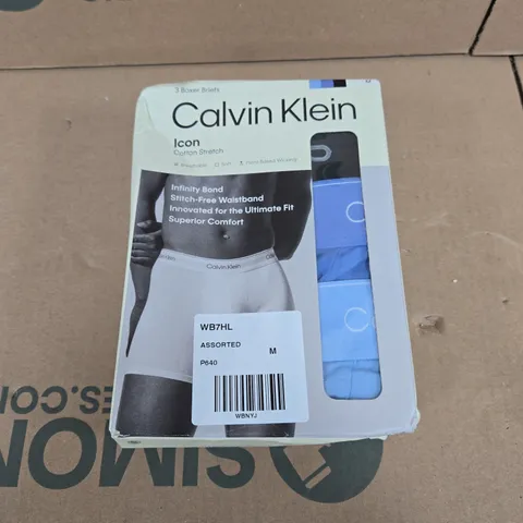 CALVIN KLEIN 3 PACK OF ICON COTTON STRETCH BOXER BRIEFS - MULTI - M