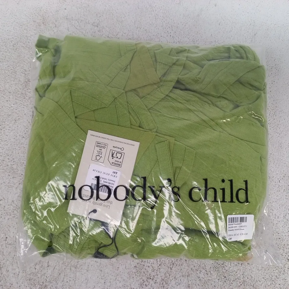 BAGGED NOBODY'S CHILD MANDY MIDI DRESS IN GREEN SIZE UK 14