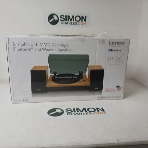 LENCO TURNTABLE WITH MMC CARTRIDGE, BLUETOOTH & WOODEN SPEAKERS β BOXED