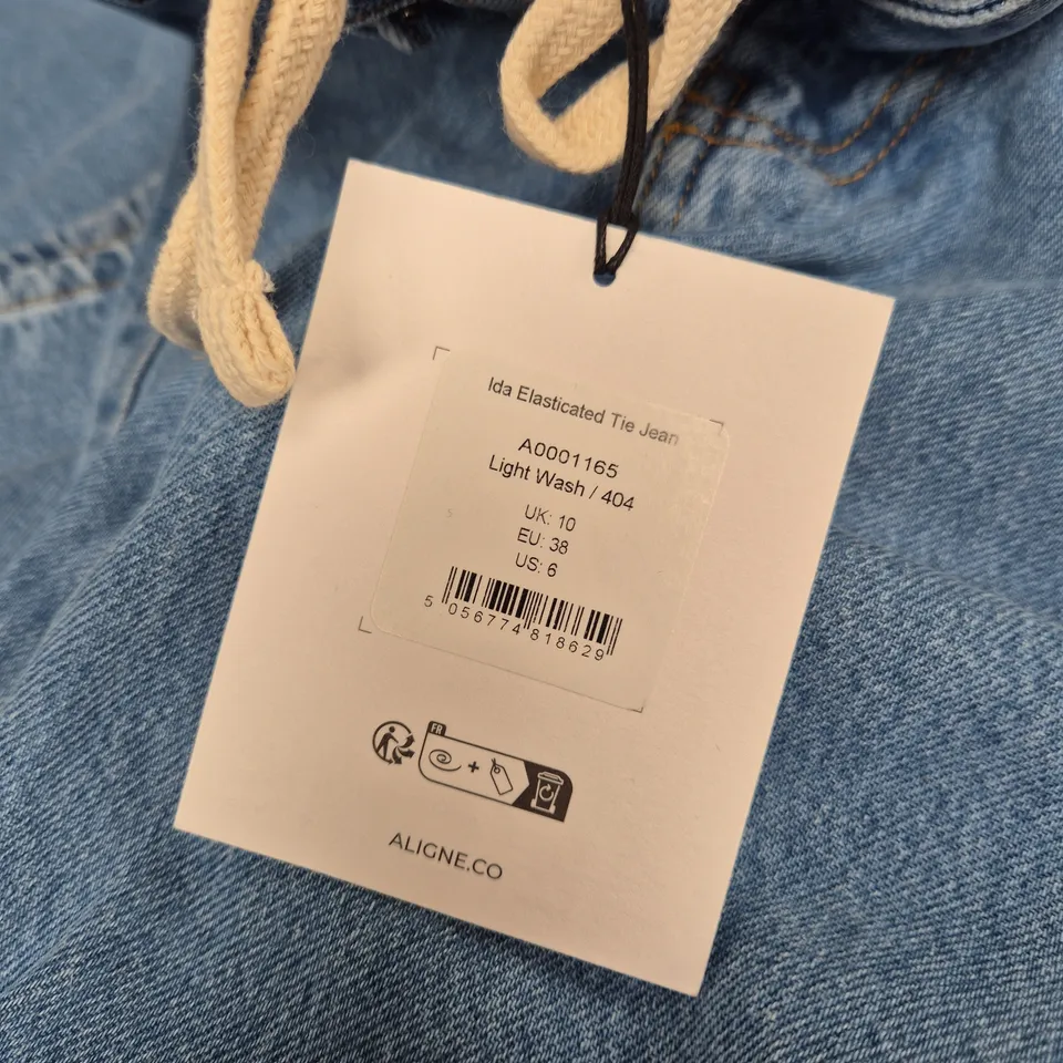 ALIGNE IDA ELASTICATED TIE JEAN – LIGHT WASH, UK 10 