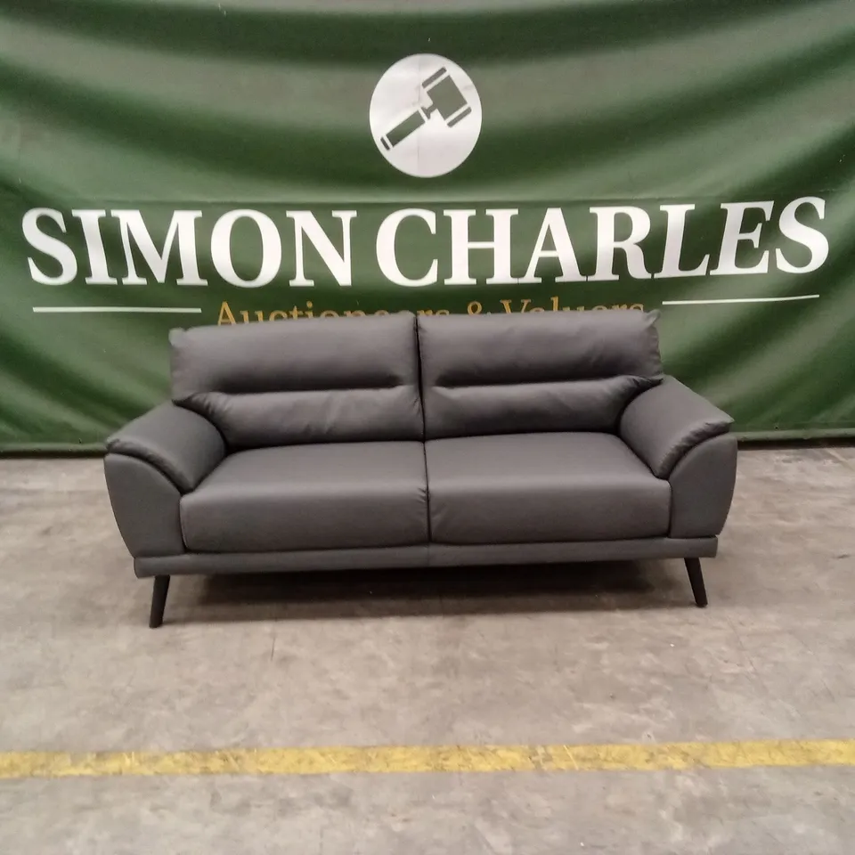 ALENA GREY FAUX LEATHER SOFA 