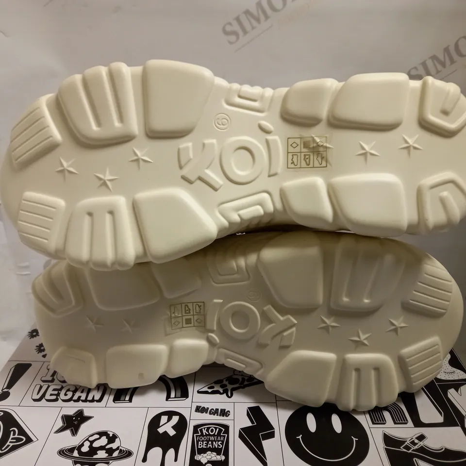 KOI VEGAN JINX WHITE MYSTIC CHARM TRAINERS - SIZE 6