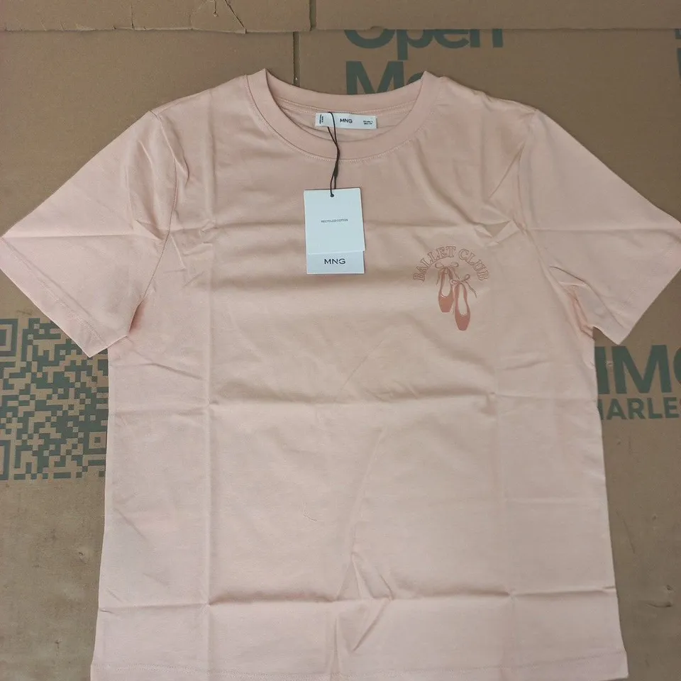MANGO BALLET CLUB SHORT SLEEVE T-SHIRT IN PINK SIZE SMALL