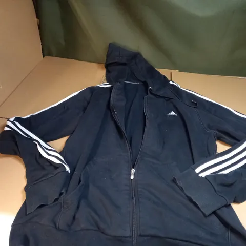 ADIDAS ZIP UP BLACK HOODIE - SIZE XL