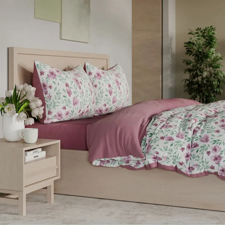 COZEE HOME LIMITED EDITION FLORAL PRINT 4 PIECE DUVET SET DOUBLE