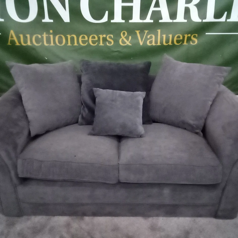 QUALITY DESIGNER 2 SEATER SOFA - DARK GREY FABRIC 