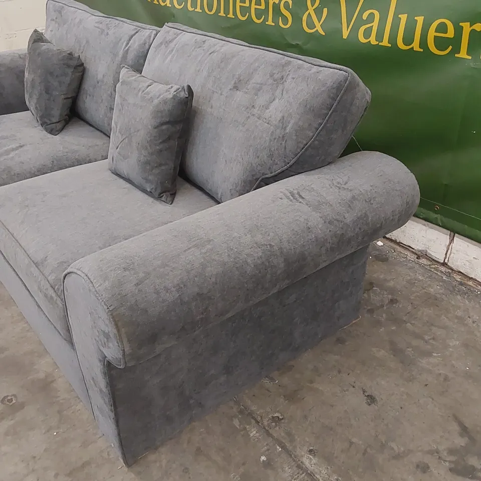 DESIGNER BEATRICE 3 SEATER FABRIC UPHOLSTERED SOFA - CHARCOAL