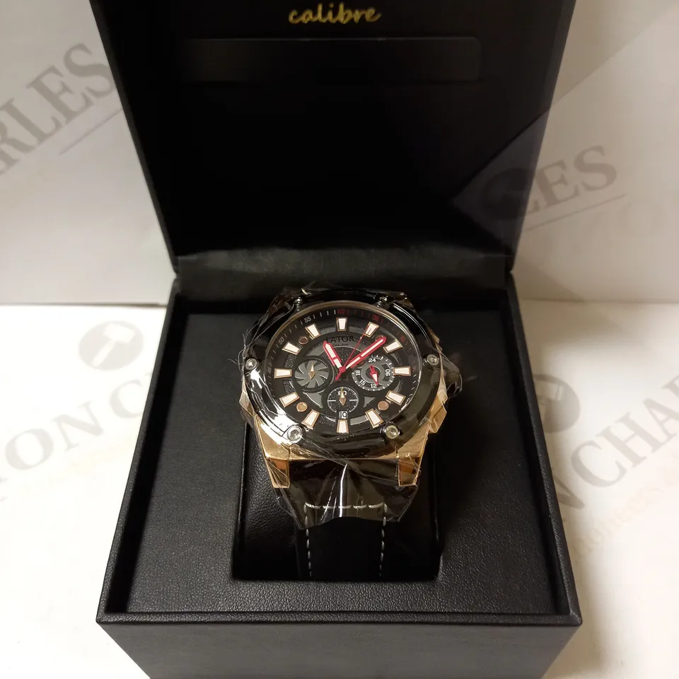 LATOR CALIBRE TRIPLE DIAL SUEDE LEATHER STRAP WRISTWATCH  RRP £500