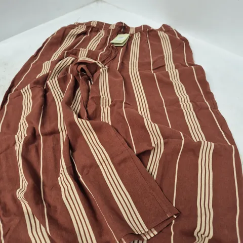 NOBODY'S CHILD ELSTOW SIDE SPLIT TROUSERS – UK16 (EU44 US12) BROWN STRIPED