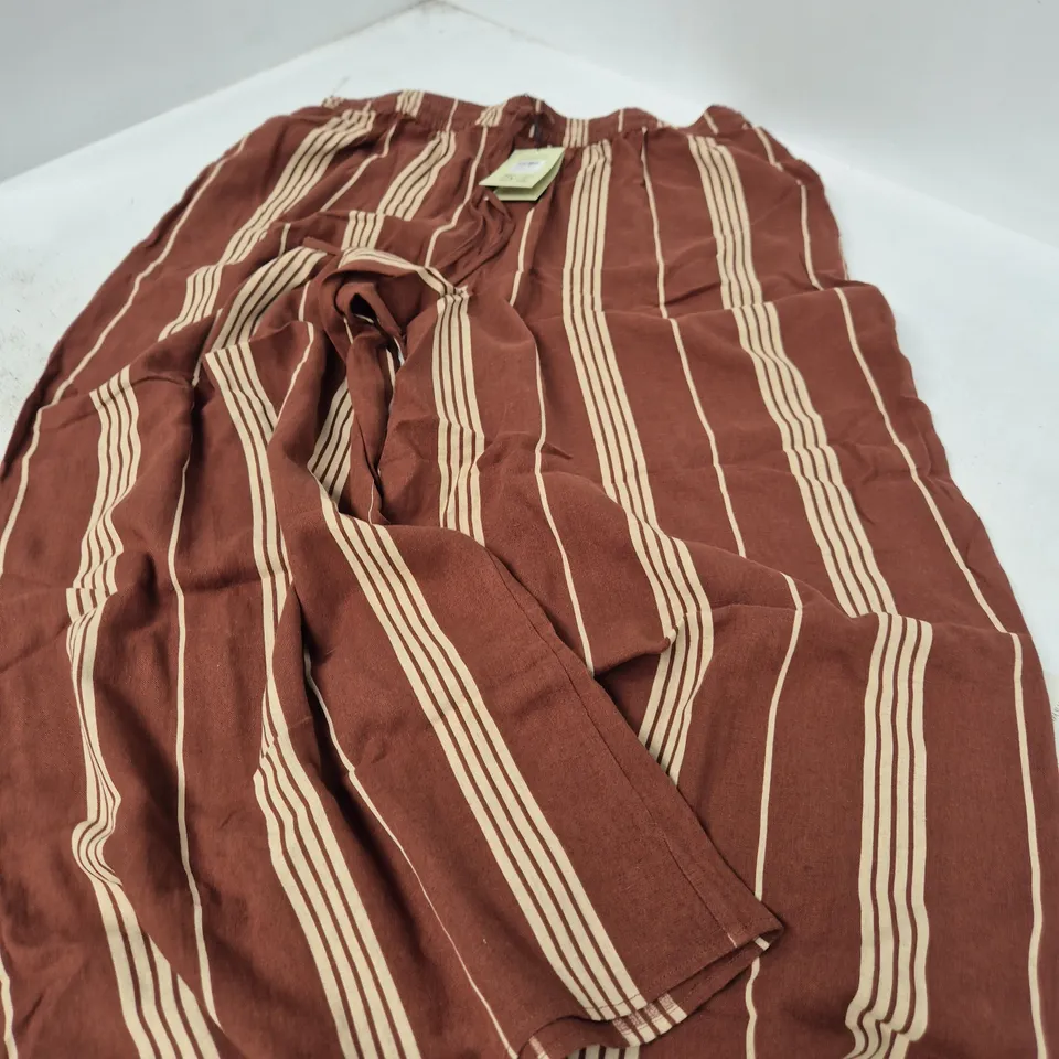 NOBODY'S CHILD ELSTOW SIDE SPLIT TROUSERS – UK16 (EU44 US12) BROWN STRIPED