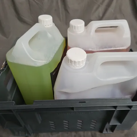 TOTE OF ASSORTED 3 LIQUIDS TOO INCLUDE INTERIOR DETAILER , WAX ADDITIVE , PRE WASH - COLLECTION ONLY