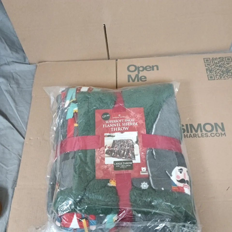 GAVENO CAVALIA SUPERSOFT SNUG FLANNEL SHERPA THROW – LARGE THROW 150 X 230 CM