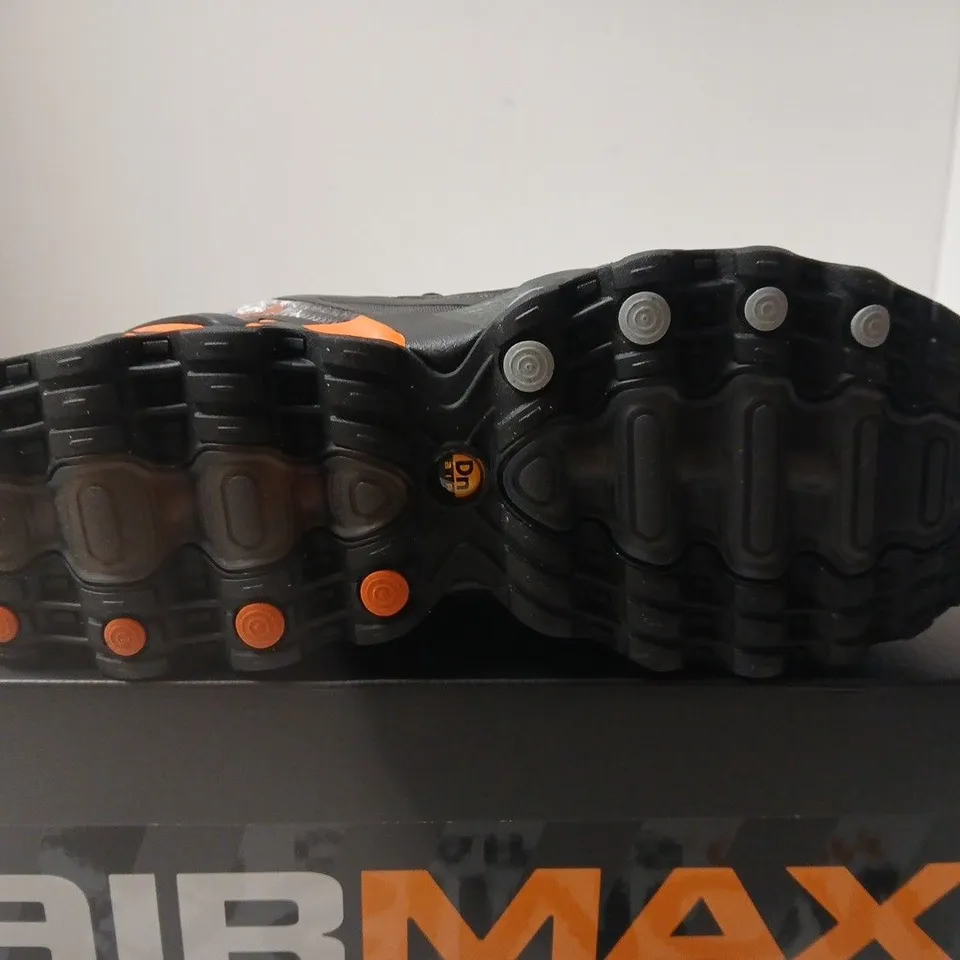 BOXED PAIR OF NIKE AIR MAX X PALACE DN8 SP SNEAKERS – BLACK/ORANGE, UK 8