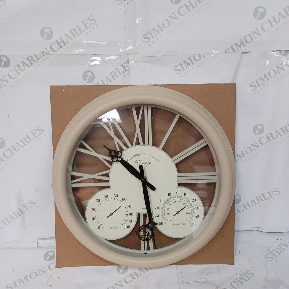 SMART GARDEN 15" EXETER CREAM WALL CLOCK & THERMOMETER - COLLECTION ONLY