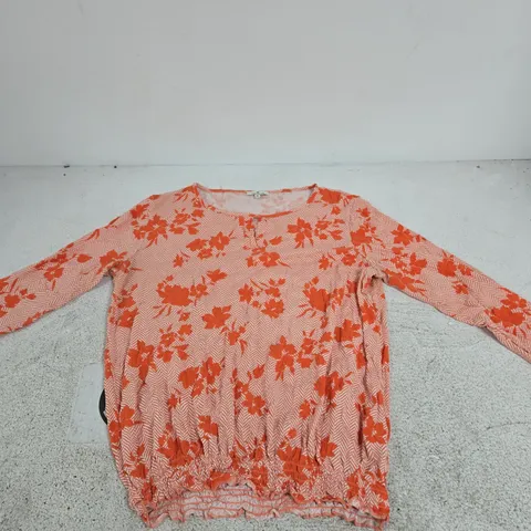 TOM TAILOR WOMEN'S TOP – ORANGE FLORAL PRINT, SIZE M