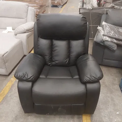 QUALITY DESIGNER FAUX LEATHER MANUAL RECLINING ARMCHAIR