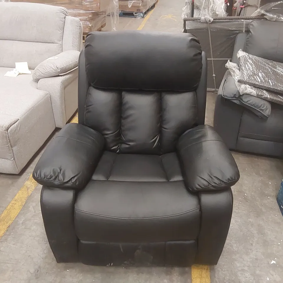 QUALITY DESIGNER FAUX LEATHER MANUAL RECLINING ARMCHAIR