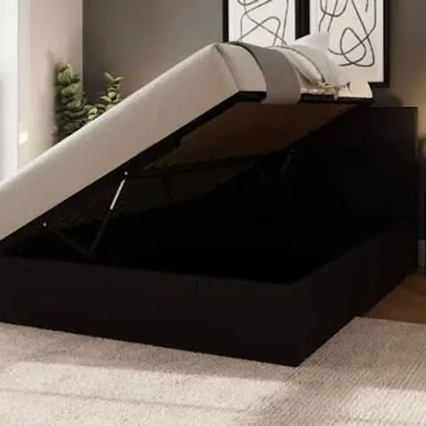 BOXED GFW 4' SMALL DOUBLE SIDE LIFT OTTOMAN BED - MATT BLACK (2 BOXES)