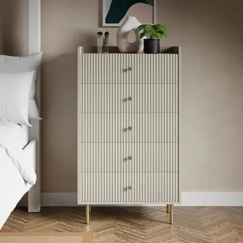 BOXED GEORGI 5 DRAWER CHEST - GREY (2 BOXES)