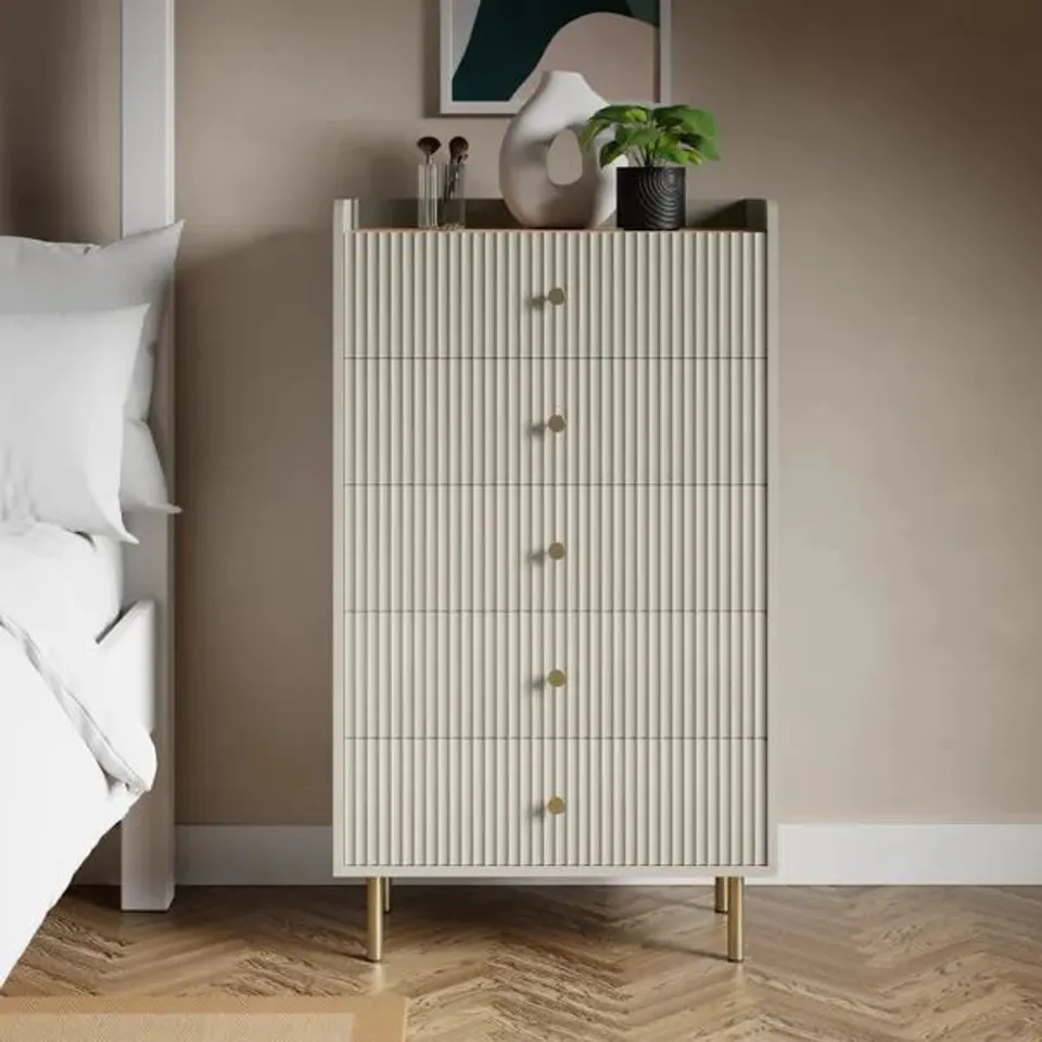 BOXED GEORGI 5 DRAWER CHEST - GREY (2 BOXES)