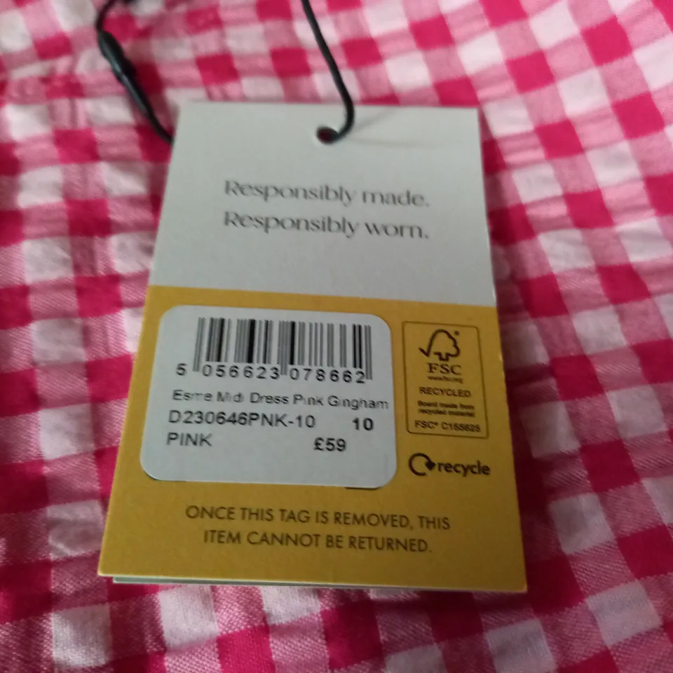 NOBODYS CHILD ESME MIDI DRESS IN PINK GINGHAM - 10