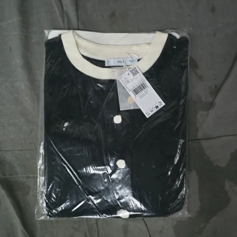 MANGO 109 WOMEN'S CARDIGAN IN BLACK/CREAM SIZE LARGE