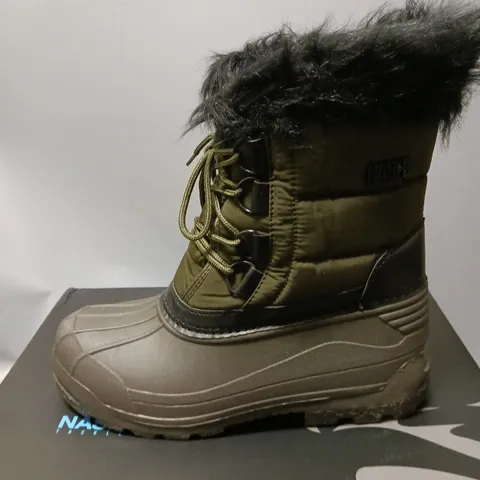 BOXED PAIR OF NASH ZT POLAR BOOTS, OLIVE/BLACK - UK SIZE 10