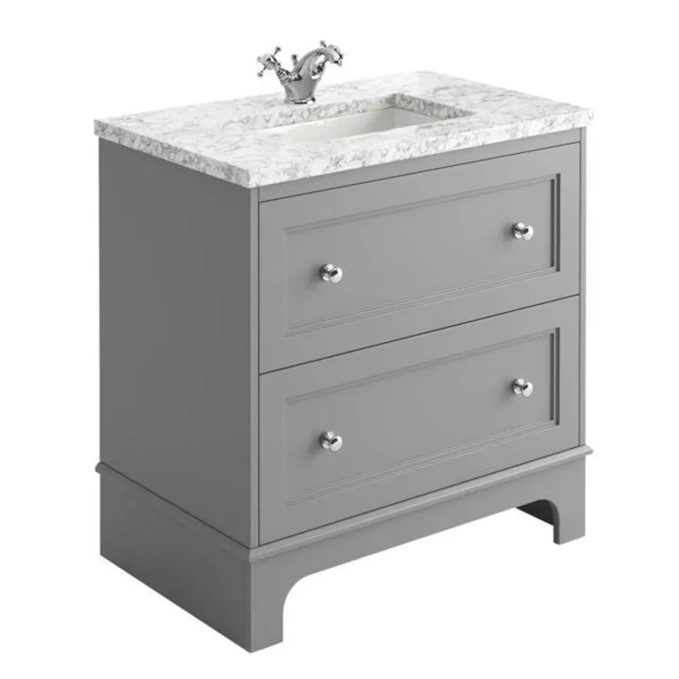 BOXED OLD LONDON 800MM FREE-STANDING SINGLE VANITY UNIT - GRAY