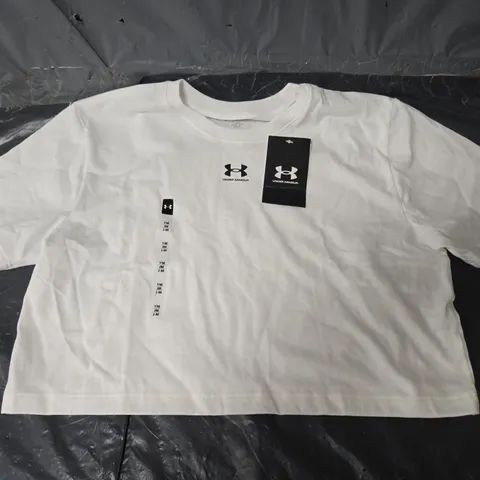 UNDER ARMOUR RIVALS SHORT SLEEVE TEE - WHITE - 9-10YRS 