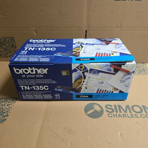 4 X BOXED BROTHER TN-135C TONER CARTRIDGES - CYAN