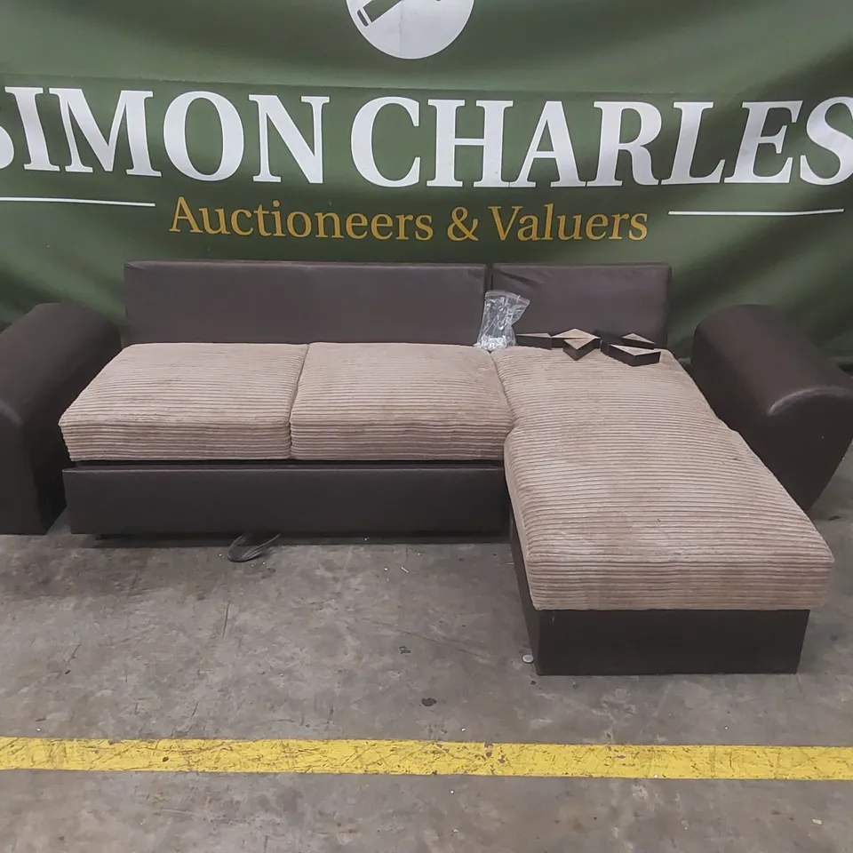 QUALITY DESIGNER ACEE CORNER SOFA BED JUMBO CORD UPHOLSTERY