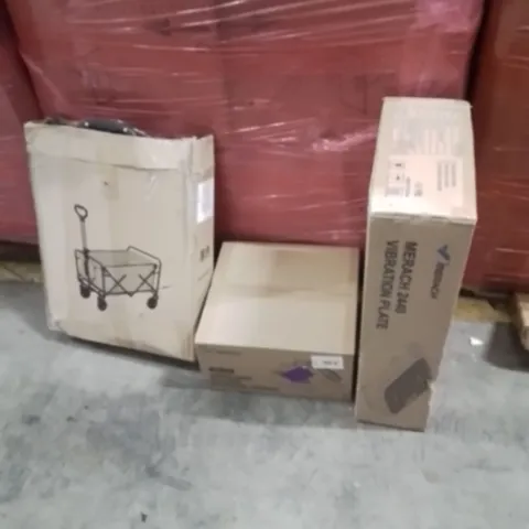 PALLET OF ASSORTED HOUSEHOLD GOODS AND PRODUCTS TO INCLUDE; TROLLEY,UNDER DESK ELECTRICAL ELLIPTICAL TRAINER