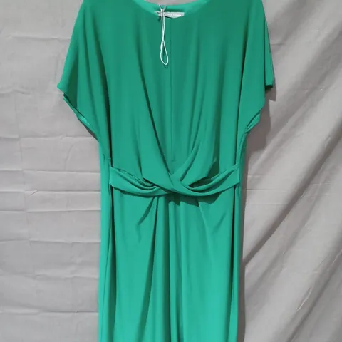 MICHAELA LOUISA FRONT TIE ROUND NECK DRESS (8726) IN EMERALD GREEN - UK 16