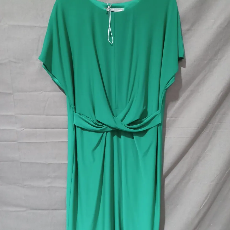 MICHAELA LOUISA FRONT TIE ROUND NECK DRESS (8726) IN EMERALD GREEN - UK 16