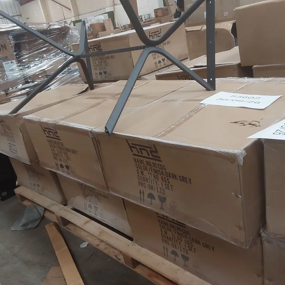 PALLET CONTAINING A LARGE QUANTITY OF DESIGNER METAL TABLE BASES