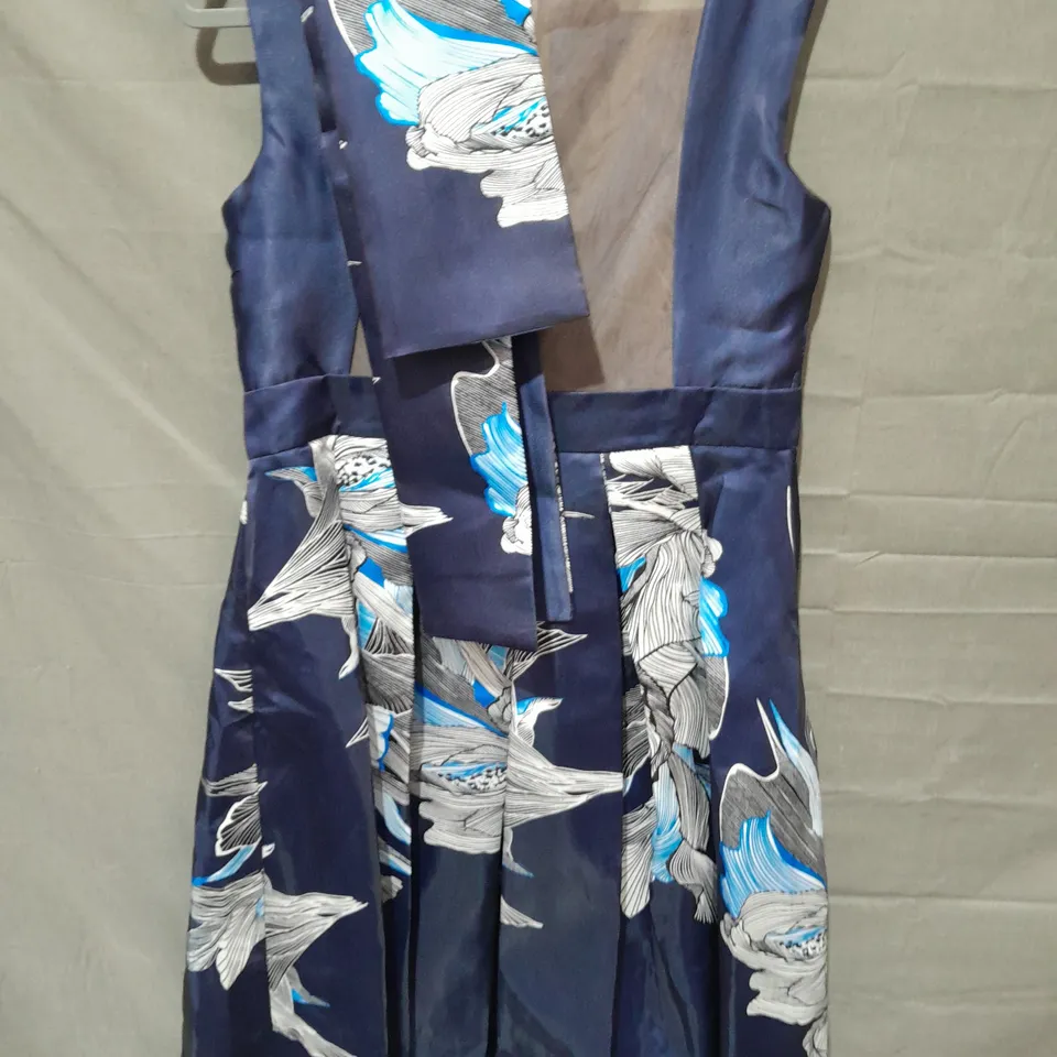 ALISA STYLE BLUE FLORAL BELTED DRESS - XXL