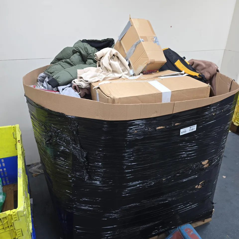 PALLET OF APPROXIMATELY 100 ASSORTED ITEMS TO INCLUDE CLOTHING , SHOES AND BAGS
