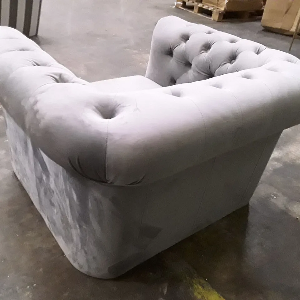 QUALITY DESIGNER ANZLA ARMCHAIR - GREY SUADE FABRIC 