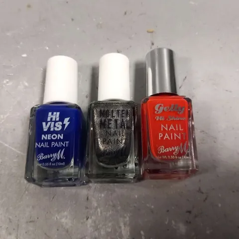 THREE ASSORTED BARRY M NAIL POLISH 10ML