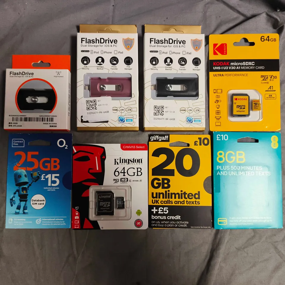 APPROXIMATELY 40 ASSORTED ITEMS TO INCLUDE FLASH DRIVES, MEMORY CARDS, ETC