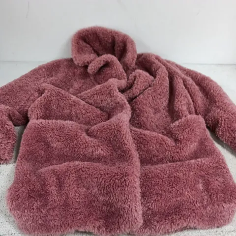 TED BAKER LONDON PINK FAUX-FUR JACKET - SIZE 2