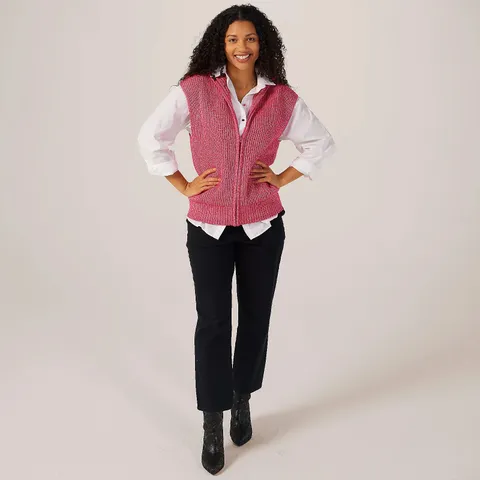 RUTH LANGSFORD LEISUREWEAR KNITTED ZIP GILET - XL