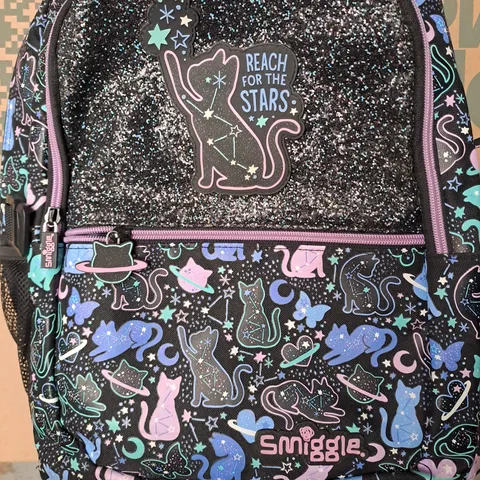 SMIGGLE LARGE BACKPACK - BLACK MULTI WITH GLITTER DETAIL