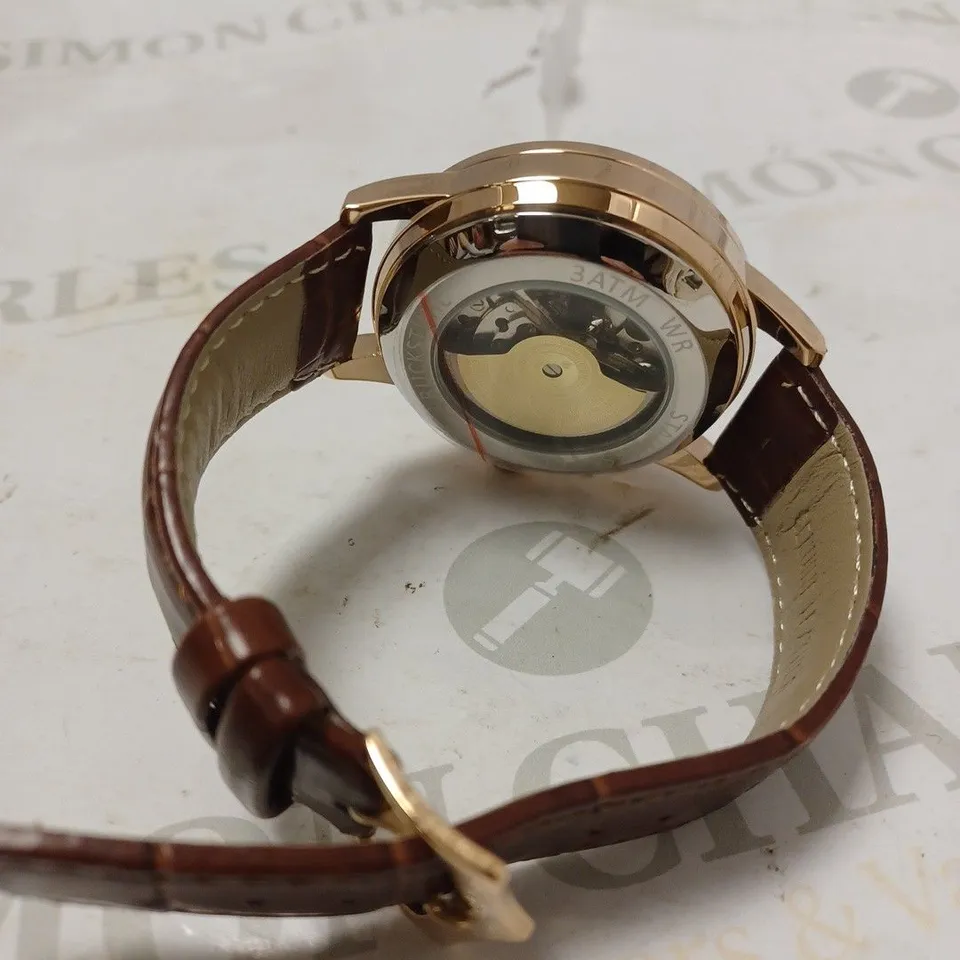 MENS RUCKSTUHL AUTOMATIC DIAL – R100 -TOURBILLION DESIGN DIAL – GLASS EXHIBITION BACK – LEATHER STRAP