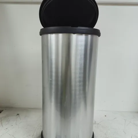 STAINLESS STEEL WASTE BIN WITH BLACK LID