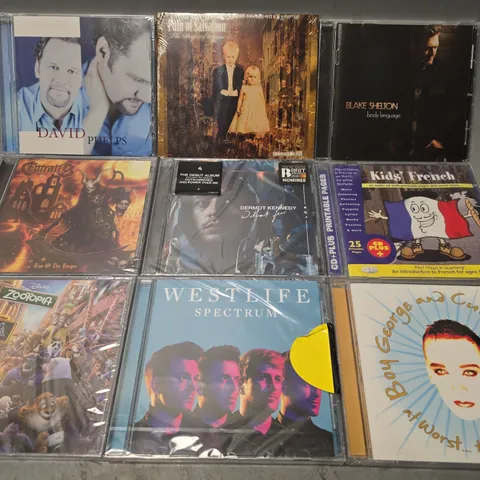 TOTE OF APPROXIMATELY 18 ASSORTED CD'S TO INCLUDE - BLAKE SHELTON BODY LANGUAGE , KIDS FRENCH , WESTLIFE SPECTRUM ETC