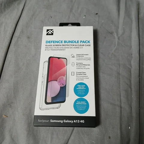 BOX OF APPROXIMATELY 50 SAMSUNG GALAXY A13 4G DEFENCE BUNDLE PACK – GLASS SCREEN PROTECTOR & CLEAR CASE