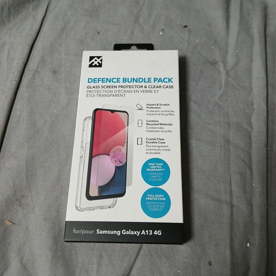 BOX OF APPROXIMATELY 50 SAMSUNG GALAXY A13 4G DEFENCE BUNDLE PACK – GLASS SCREEN PROTECTOR & CLEAR CASE