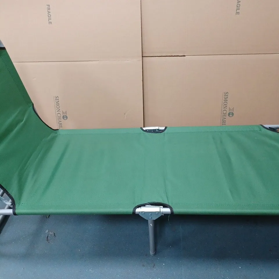 METAL RECLINING DECK CHAIR WITH GREEN COVER - COLLECTION ONLY