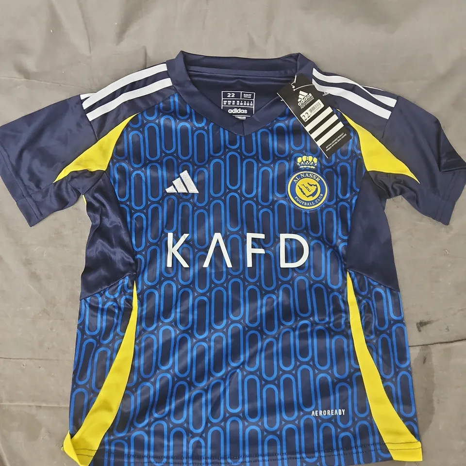 ADIDAS KID'S AL NASSR FC 2024-2025 AWAY FOOTBALL JERSEY SIZE 22 - RONALDO NUMBER 7